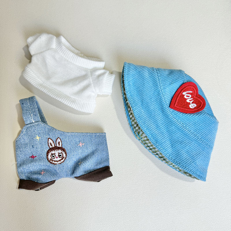 [Clothes only] Second-generation keychain Labubu clothes pendant Labubu sit party cloth head denim strap