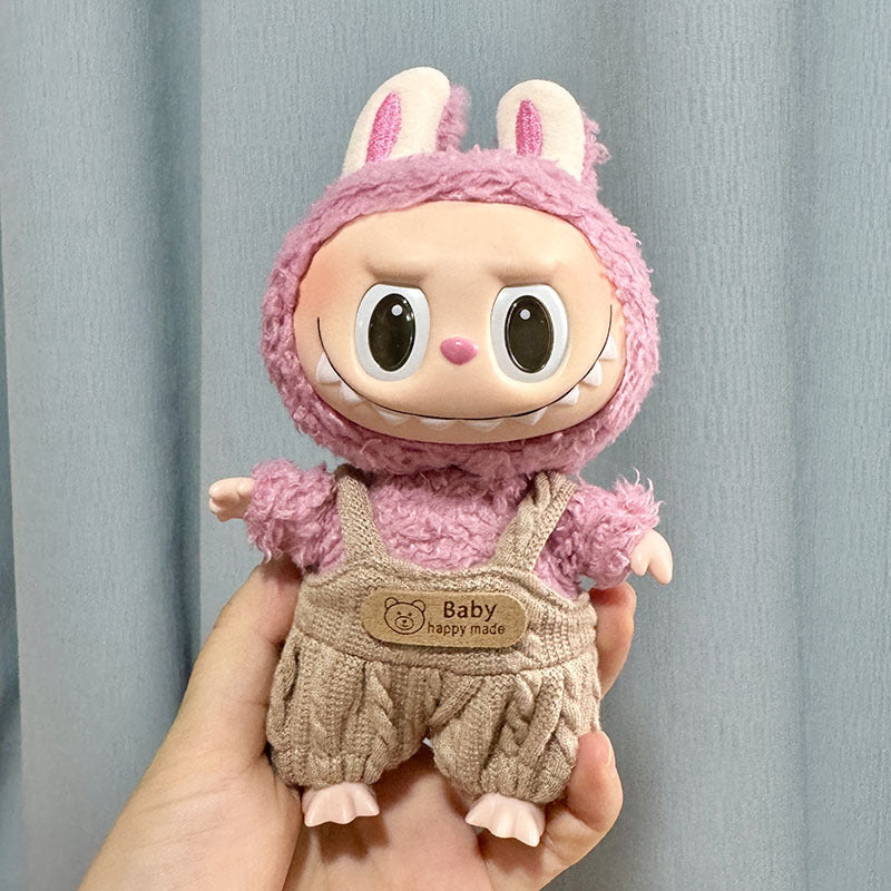 [Clothes only] 17cm Rab cloth pendant labubu doll keychain baby clothes black feather kiss suit cute