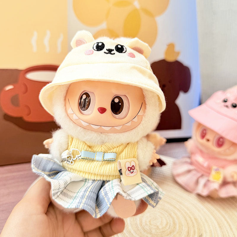 Clothes only] First and second generation Labubu clothes pendant Labubu sitting baby clothes sweetheart school flower skirt set cute