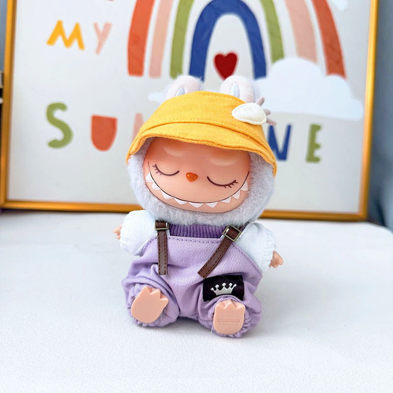 Clothes only] First and second generation Labubu clothes pendant Labubu sitting baby clothes crown belt overalls set
