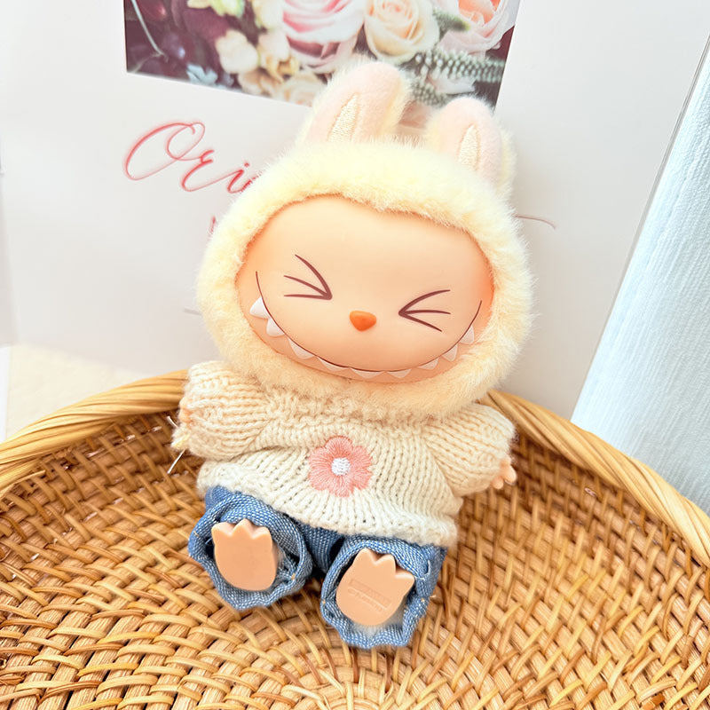 [Clothes only] First and second generation keychain Labubu clothes pendant Labubu baby clothes pink and blue flower sweater