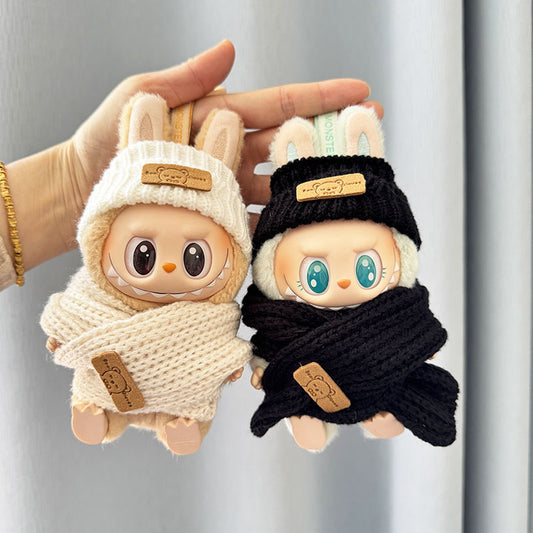 [Clothes only] First and second generation keychain Labubu clothes pendant Labubu sitting party bear label scarf hat