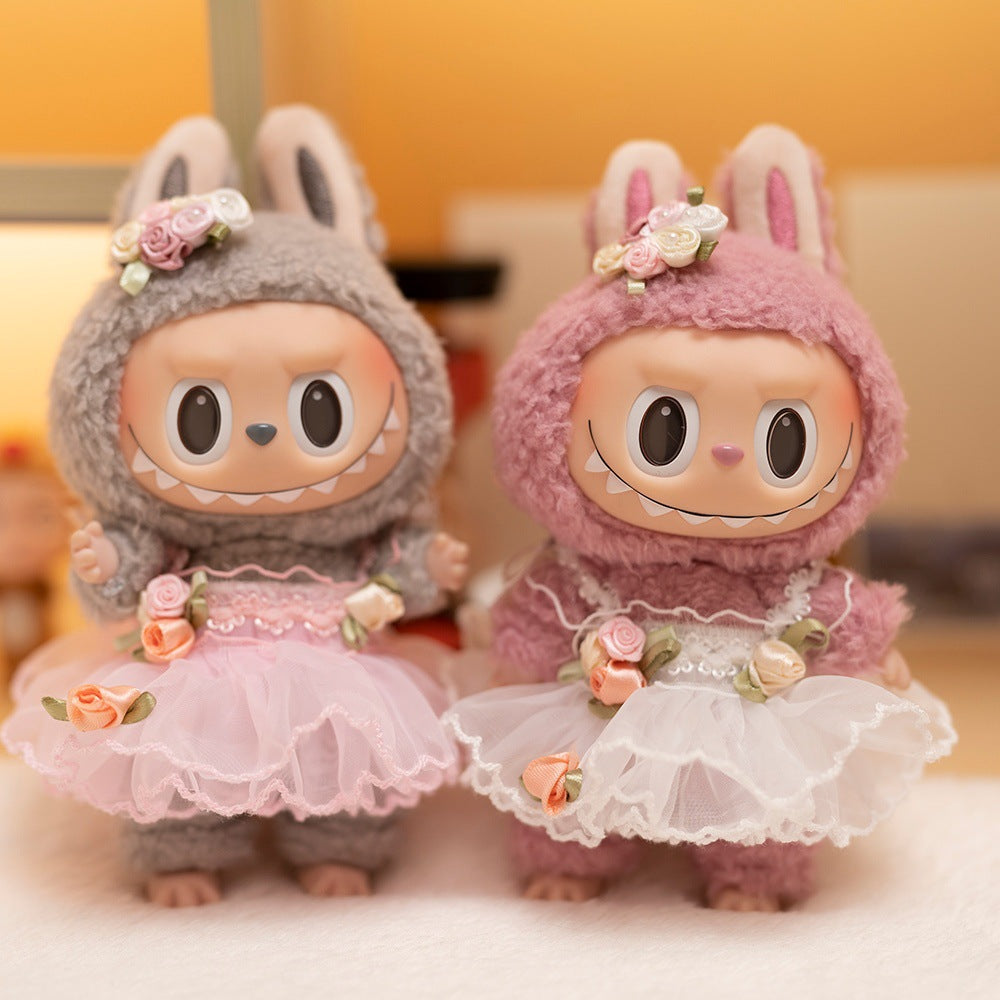 [Clothes only] 17cm pendant, rabub clothes, butterfly wedding dress set, keychain, labubu doll clothes, cute.