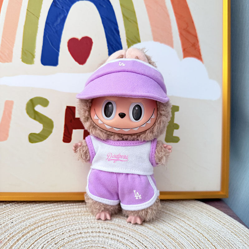 The first, second and third generation Labubu clothes pendant Labubu sitting party baby clothes peaked cap LA sports suit trend