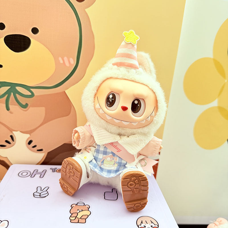 [Clothes only] First and second generation keychain Labubu clothes pendant Labubu baby clothes birthday party plaid set