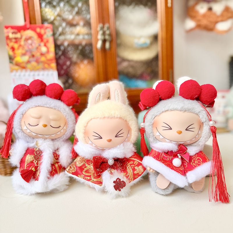 [Clothes only] First and second generation keychain Labubu clothes pendant Labubu sitting party New Year's greeting clothes Moe