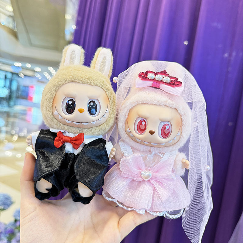 [Clothes only] First and second generation keychain Labubu clothes pendant Labubu cloth for wedding dress, suit, wedding suit.