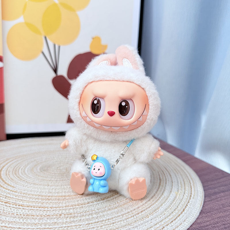 [Clothes only] One, two and three generations Labubu clothes pendant Labubu sitting baby clothes, small new overalls, cute and cute.