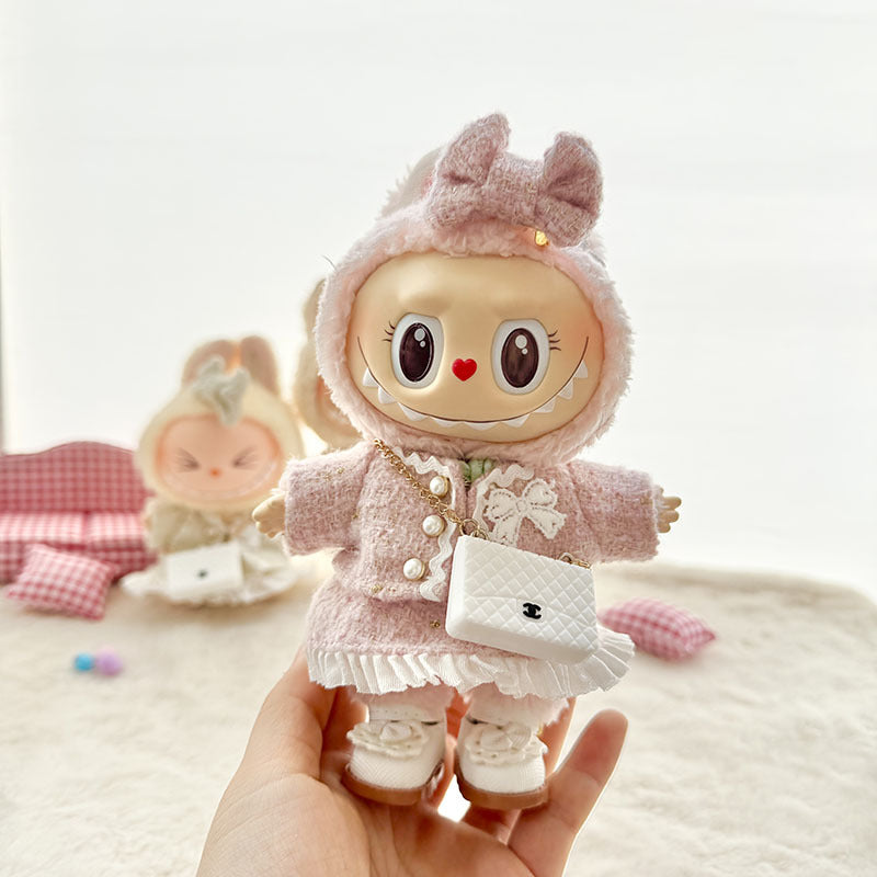 [Clothes only] First and second generation keychain Labubu clothes pendant Labubu baby clothes classic small fragrant skirt set