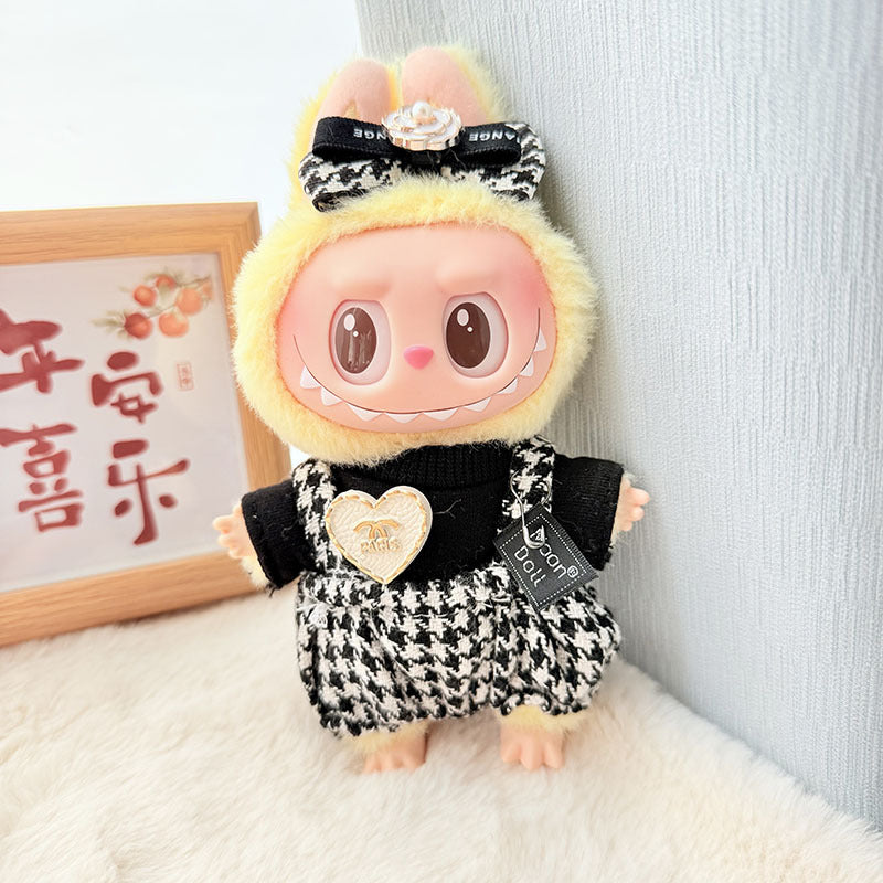 [Clothes only] 17cm pendant, rabub clothes, cat T camellia straw hat set, labubu doll clothes.