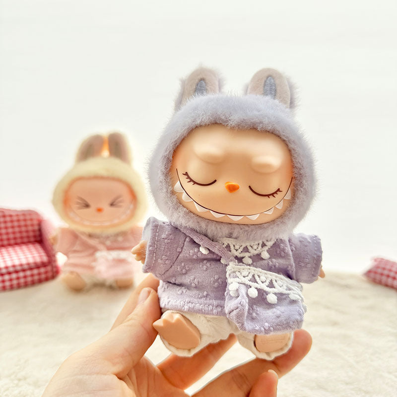 [Clothes only] First and second generation Labubu clothes pendant Labubu sitting party baby clothes four-petal flower three-piece set cute