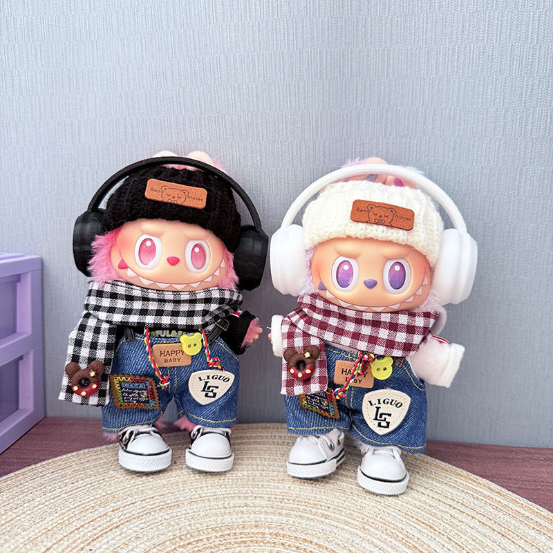 [Clothes only] One, two and three generations of Labubu clothes pendant Labubu cloth for sitting baby clothes happy pizza set