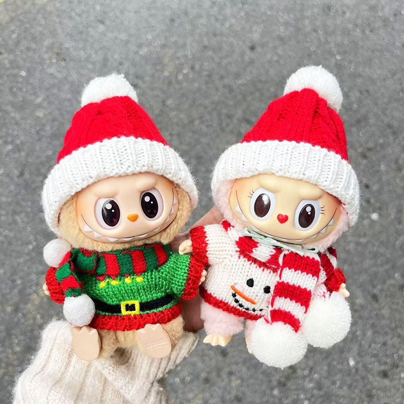 [Clothes only] First and second generation keychain Labubu clothes pendant Labubu cloth for New Year's Christmas sweater set