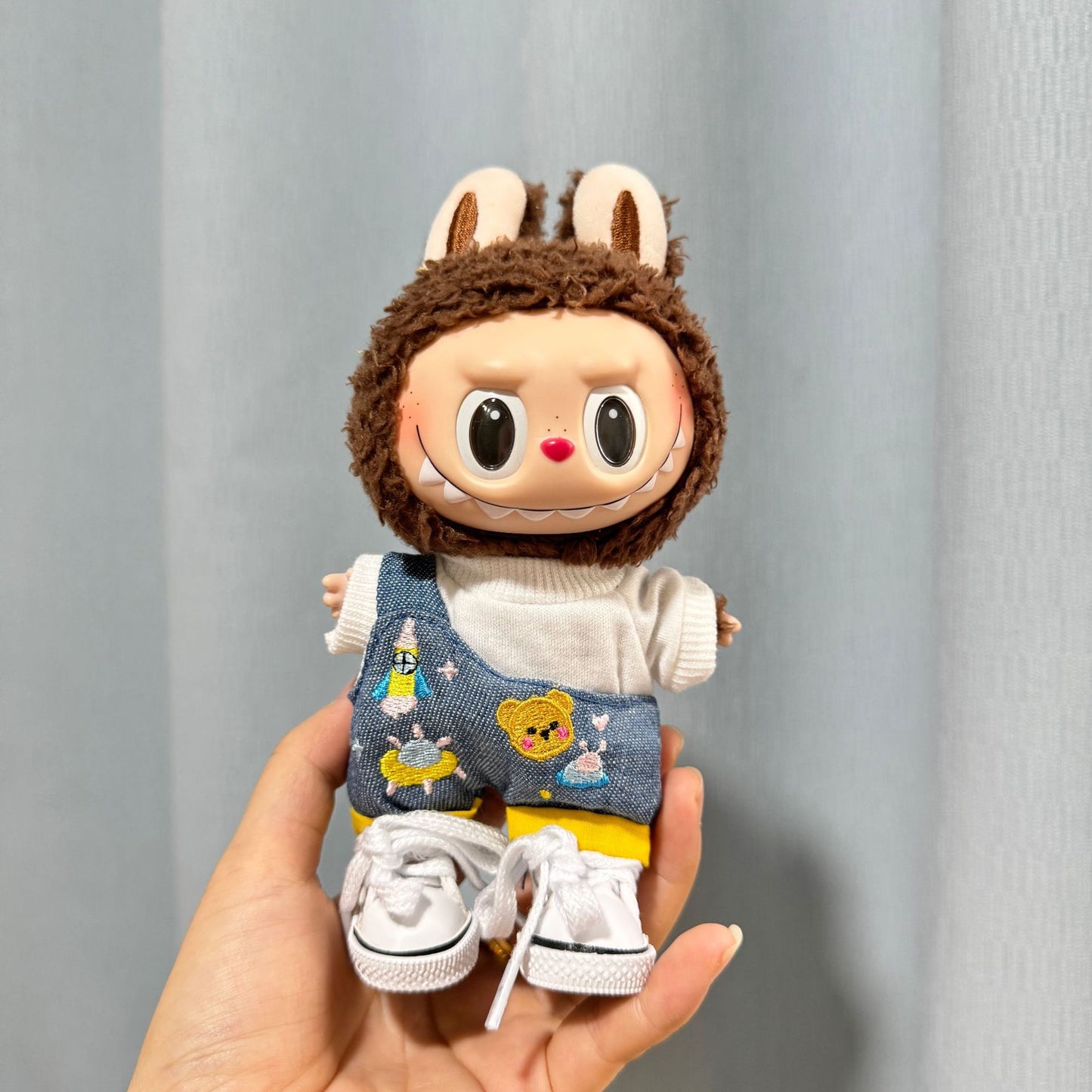 Clothes only] Baby clothes 17cm pendant Labubu clothes Labubu doll with overalls series cute and cute
