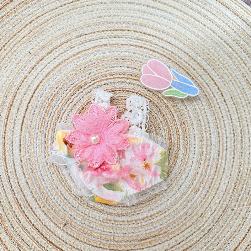 Clothes only] First and second generation Labubu clothes pendant Labubu sitting baby clothes pink flower dream jumpsuit cute