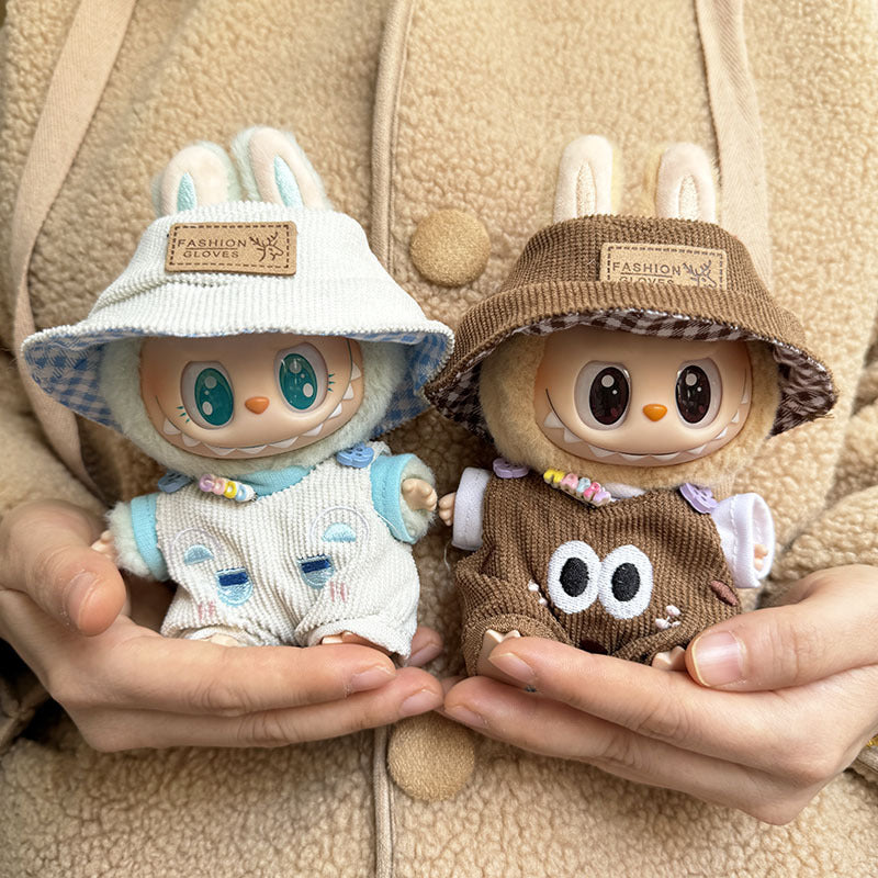 Clothes only] First and second generation Labubu clothes pendant Labubu sitting party baby clothes blackened overalls set