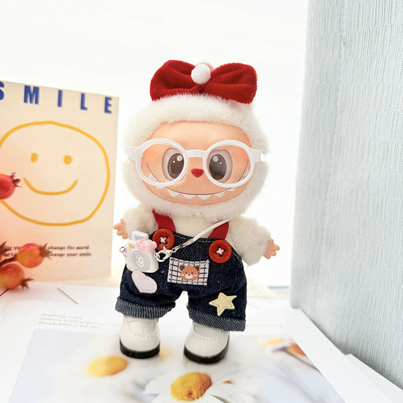 [Clothes only] 17cm Labubuwa clothes LABUBU blind box sitting party first, second and third generation denim strap skirt