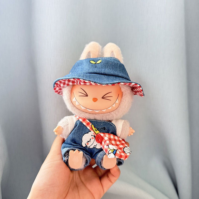 [Clothes only] One, two and three generations of keychains Labubu clothes pendant Labubu baby clothes denim cute dog overalls cute