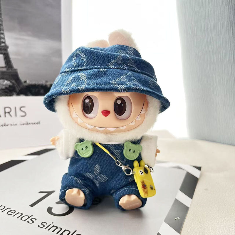 Clothes only] First and second generation Labubu clothes pendant Labubu sitting baby clothes four-leaf clover overalls set cute