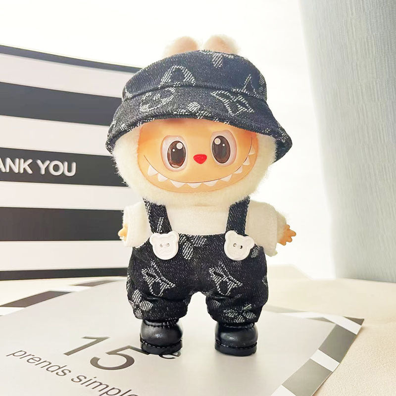 Clothes only] First and second generation Labubu clothes pendant Labubu sitting baby clothes four-leaf clover overalls set cute