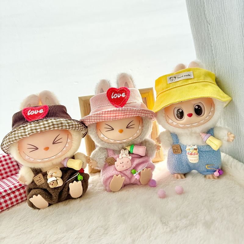 Clothes only] First and second generation Labubu clothes pendant Labubu sitting baby clothes love sweater bear earcap set