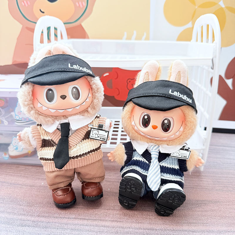 [Clothes only] One, two and three generations Labubu clothes pendant Labubu sitting baby clothes tie vest college style cute