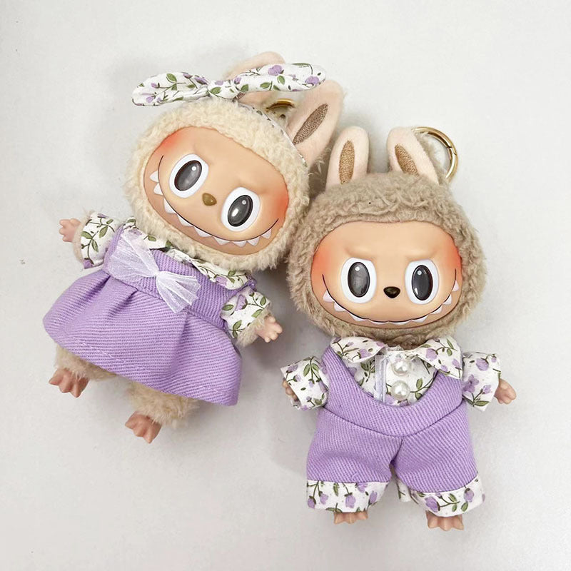 [Clothes only] 17cm pendant rabub clothes purple lavender couple suit labubu doll clothes cute