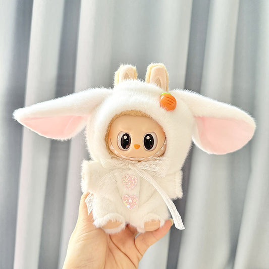 [Clothes only] First and second generation keychain Labubu clothes pendant Labubu baby clothes mink white rabbit two-piece set cute