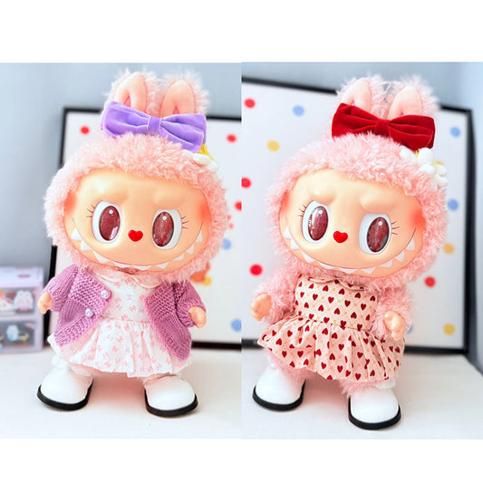 38Cm Labubu plush doll dress for Labubu doll dress MOKOKO sweet heart dress