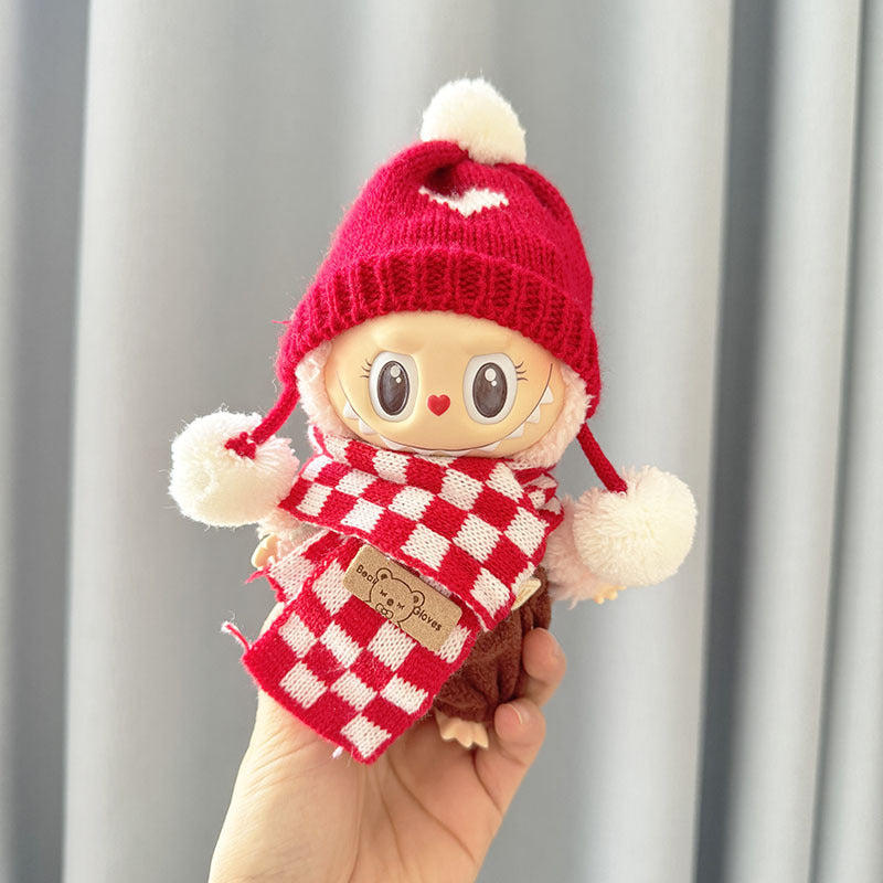 [Clothes only] First and second generation Labubu clothes pendant Labubu sitting party baby clothes plaid scarf overalls