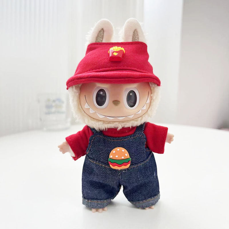 [Clothes only] 17cm pendant, rabub clothes, French fries, Hanfu strap set, labubu doll clothes, cute.