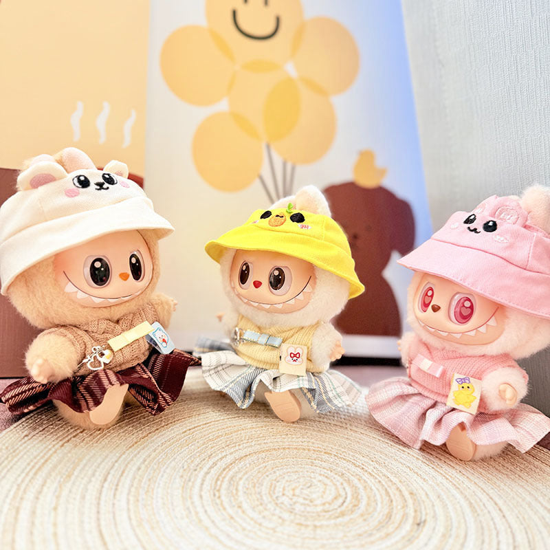 Clothes only] First and second generation Labubu clothes pendant Labubu sitting baby clothes sweetheart school flower skirt set cute