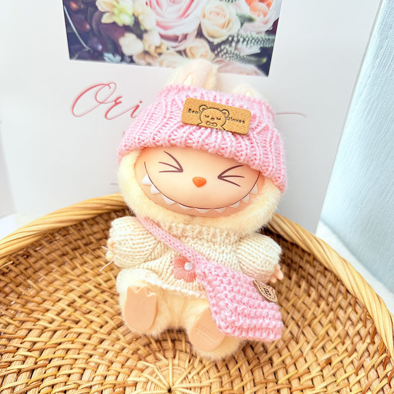 [Clothes only] First and second generation keychain Labubu clothes pendant Labubu baby clothes pink and blue flower sweater
