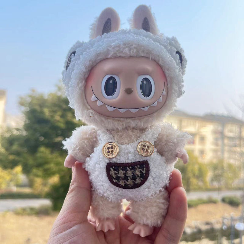 [Clothes only] 17cm pendant, Labubu clothes, keychain Labubu doll, replacement baby clothes, dinosaur onesie.