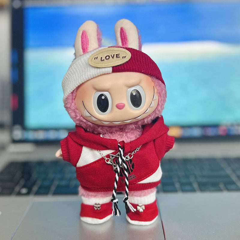 [Clothes only] 17cm pendant, Labubu clothes, keychain Labubu doll, replacement baby clothes, dinosaur onesie.