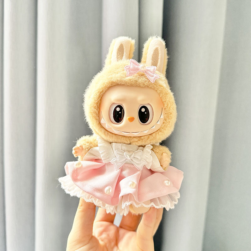 [Clothes only] First and second generation keychain Labubu clothes pendant Rab cloth powder sweetheart strap skirt two-piece set