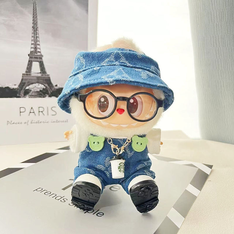 Clothes only] First and second generation Labubu clothes pendant Labubu sitting baby clothes four-leaf clover overalls set cute