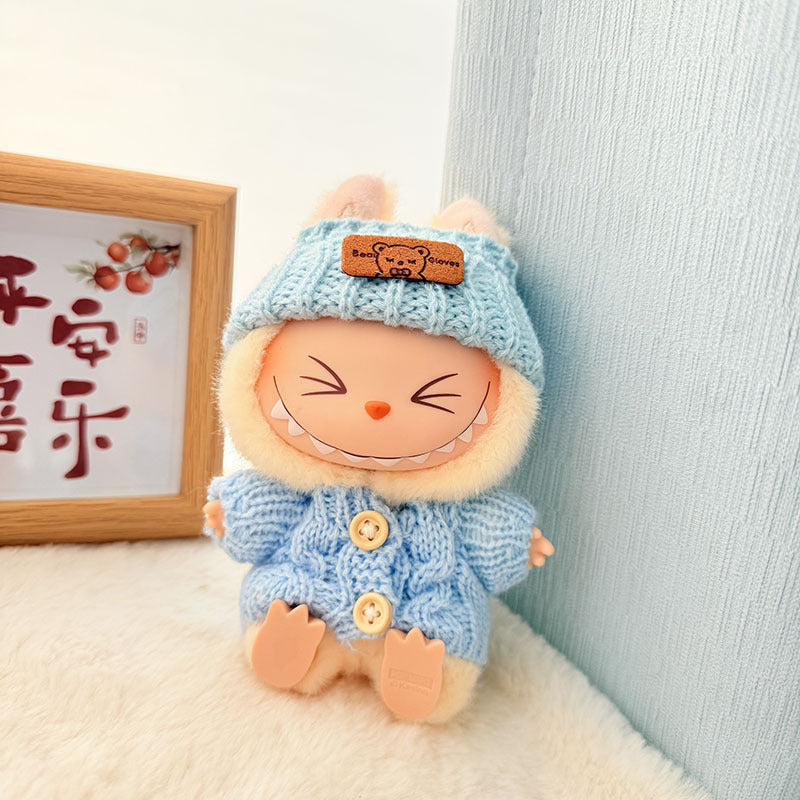 [Clothes only] One, two and three generations of keychains Labubu clothes pendant Labubu baby clothes knitted sweater hat set
