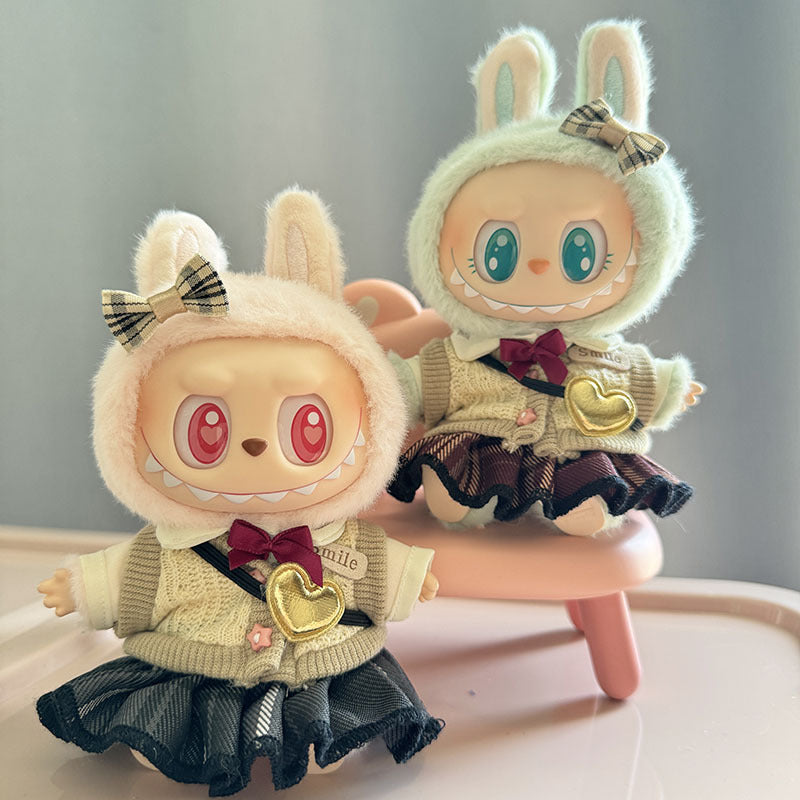 [Clothes only] 1st/2nd and 3rd generation Labubu clothes pendant Labubu sitting party baby clothes plaid JK skirt set