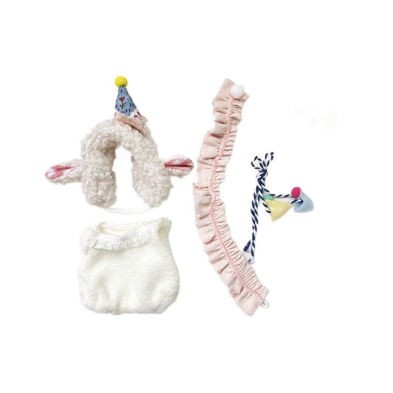 [Clothes only] 17cm Rab cloth pendant labubu keychain baby clothes plush cake hat set cute