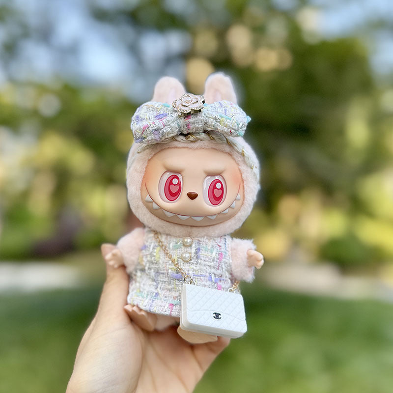 [Clothes only] The first, second and third generation keychain Labubu clothes pendant Labubu cloth colorful fragrant camellia + small C bag.