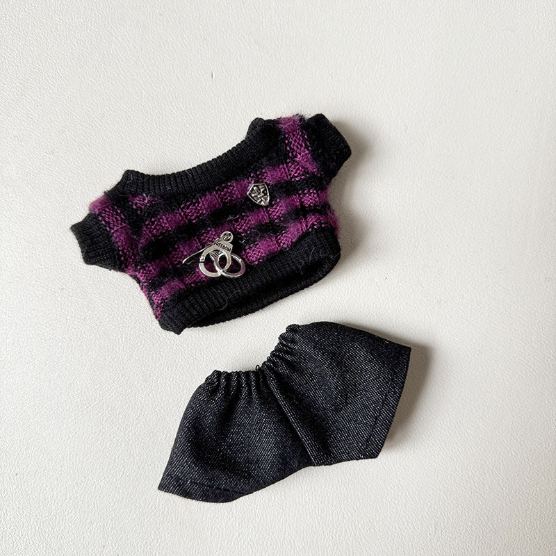 [Clothes only] First and second generation Labubu clothes pendant Labubu sitting party baby clothes handcuffs striped clothes suit