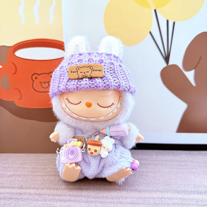 [Clothes only] One, two and three generations Labubu clothes pendant Labubu sitting baby clothes bottle overalls set cute