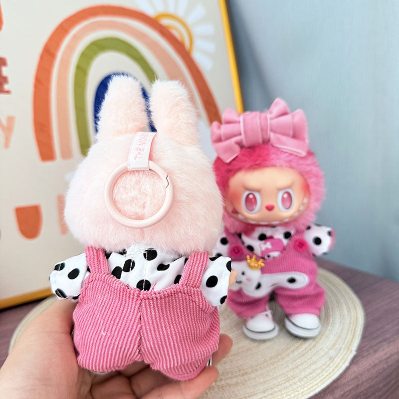 [Clothes only] One, two and three generations Labubu clothes pendant Labubu sitting baby clothes polka dot pink Merlot jumpsuit