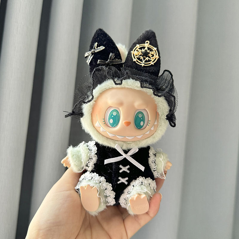 [Clothes only] Second-generation keychain Labubu clothes pendant Labubu sitting party ink love star suit