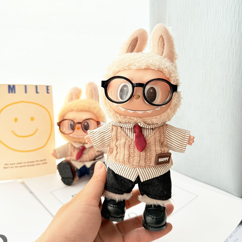 [Clothes only] First and second generation keychain Labubu clothes pendant Labubu baby clothes chocolate college style clothes