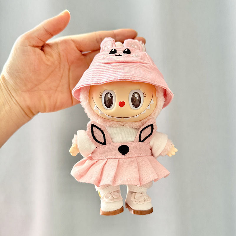 Clothes only] First and second generation Labubu clothes pendant Labubu sitting party baby clothes black edge rabbit ear strap skirt