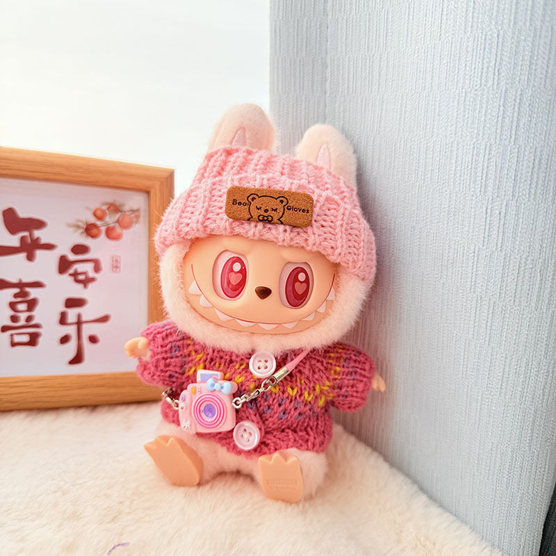 [Clothes only] One, two and three generations of keychains Labubu clothes pendant Labubu baby clothes knitted sweater hat set