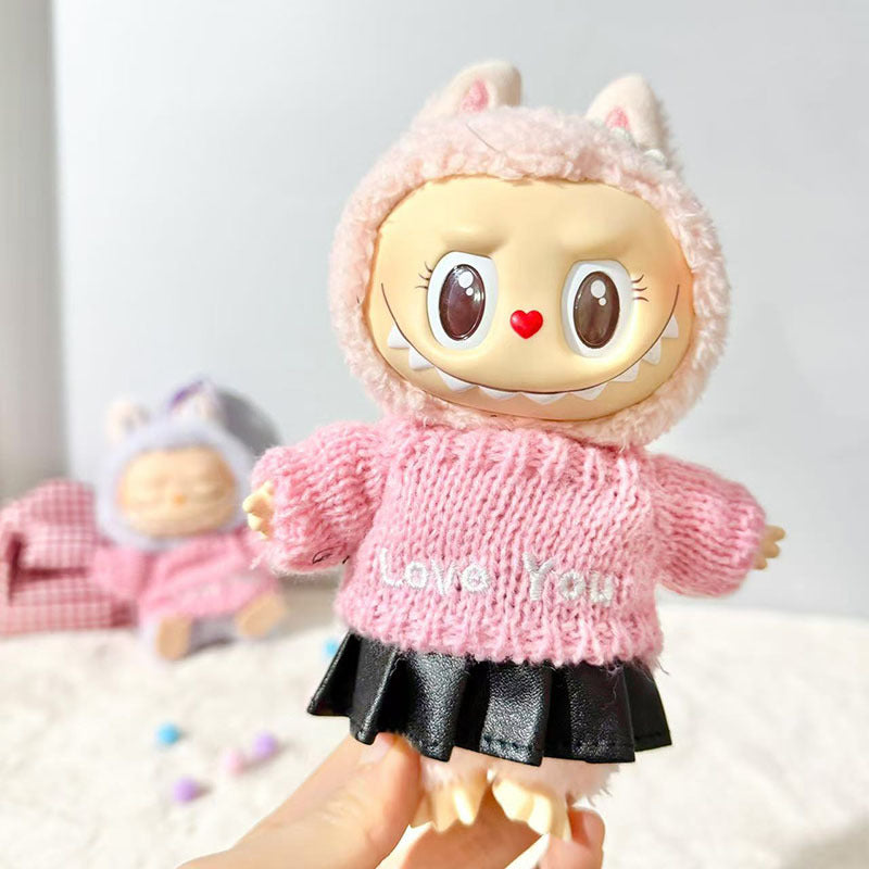 [Clothes only] First and second generation keychain Labubu clothes pendant Labubu cloth leather skirt knitted sweater love you cute