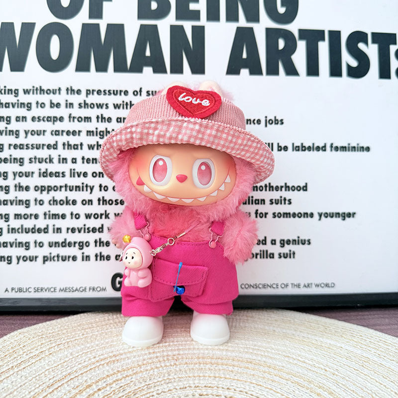 [Clothes only] First and second generation Labubu clothes pendant Labubu sitting baby clothes little craftsman overalls set